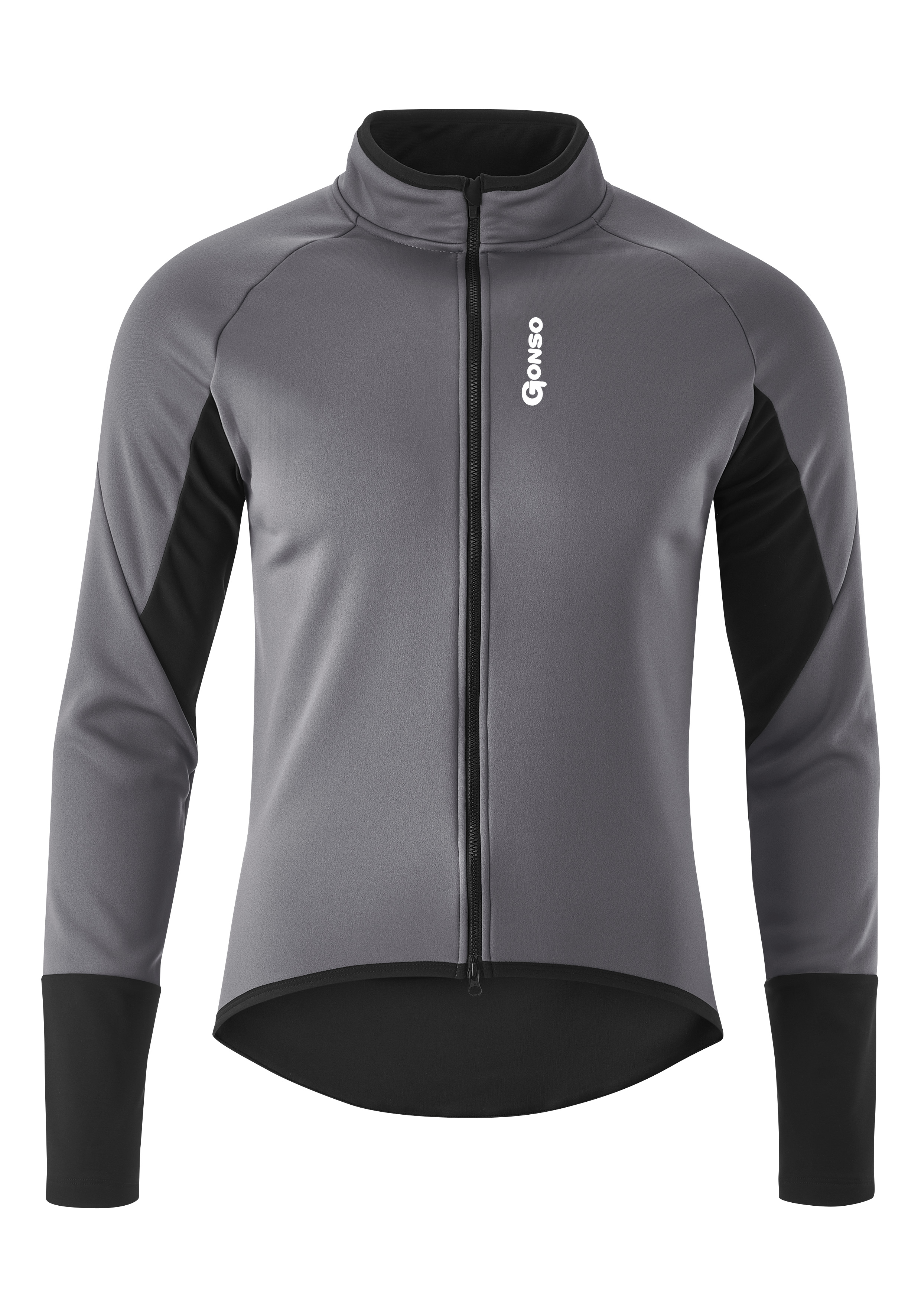 Fahrradjacke GONSO "ROAD JACKET SOFTSHELL M", Herren, Gr. M, grau, 80% Polyester, 15% Polyamid, 5% Elasthan, Rundhals, Jacken Fahrradjacke, Herren Softshell-Jacke, atmungsaktive Radjacke, Tight Fit