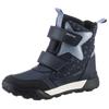 Winterboots GEOX "J TREKKYUP GIRL B ABX", Kinder, Gr. 34, blau (navy), Textil, Synthetik, Lederimitat, metallic, casual, Schuhe, Klettstiefel, Snowboots, Winterstiefel mit Metallic Look