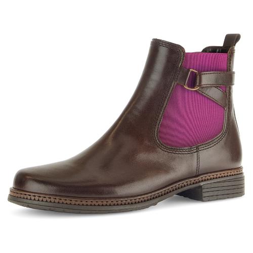 Chelseaboots GABOR Gr. 38, braun (mokka, orchidee) Damen Schuhe Blockabsatz, Stiefelette, Businessmode mit Stretcheinsatz