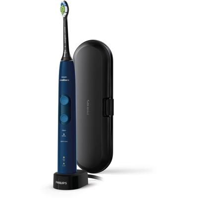 Elektrische Zahnbürste PHILIPS SONICARE "ProtectiveClean 5100 HX6851/53" Elektrozahnbürsten blau (dunkelblau) mit Schalltechnologie, Andruckkontrolle