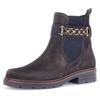 Chelseaboots GABOR, Damen, Gr. 38, braun (dunkelbraun), Veloursleder, unifarben, modisch, Schuhe, Blockabsatz, Herbstmode, Stiefelette mit Zierkette am Schaft