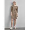 Shirtkleid STREET ONE, Damen, Gr. 44, EURO-Größen, braun (rich mocha), Stoff, 90% Polyester, 10% Elasthan, unifarben, casual, normal knielang, Rundhals, 3/4-Ärmel Bündchen, Kleider, mit Rundhalsausschnitt