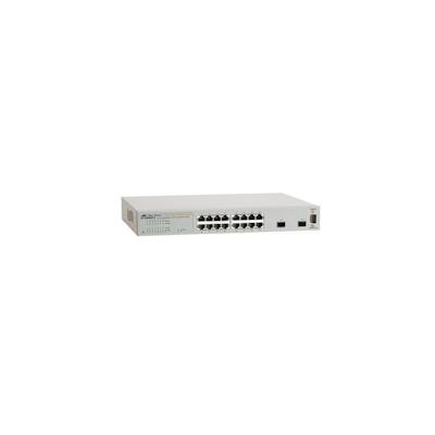 Allied Telesis AT GS950/16 WebSmart Switch verwaltet 16 x 10/100/1000 + 2 x SFP Desktop Image