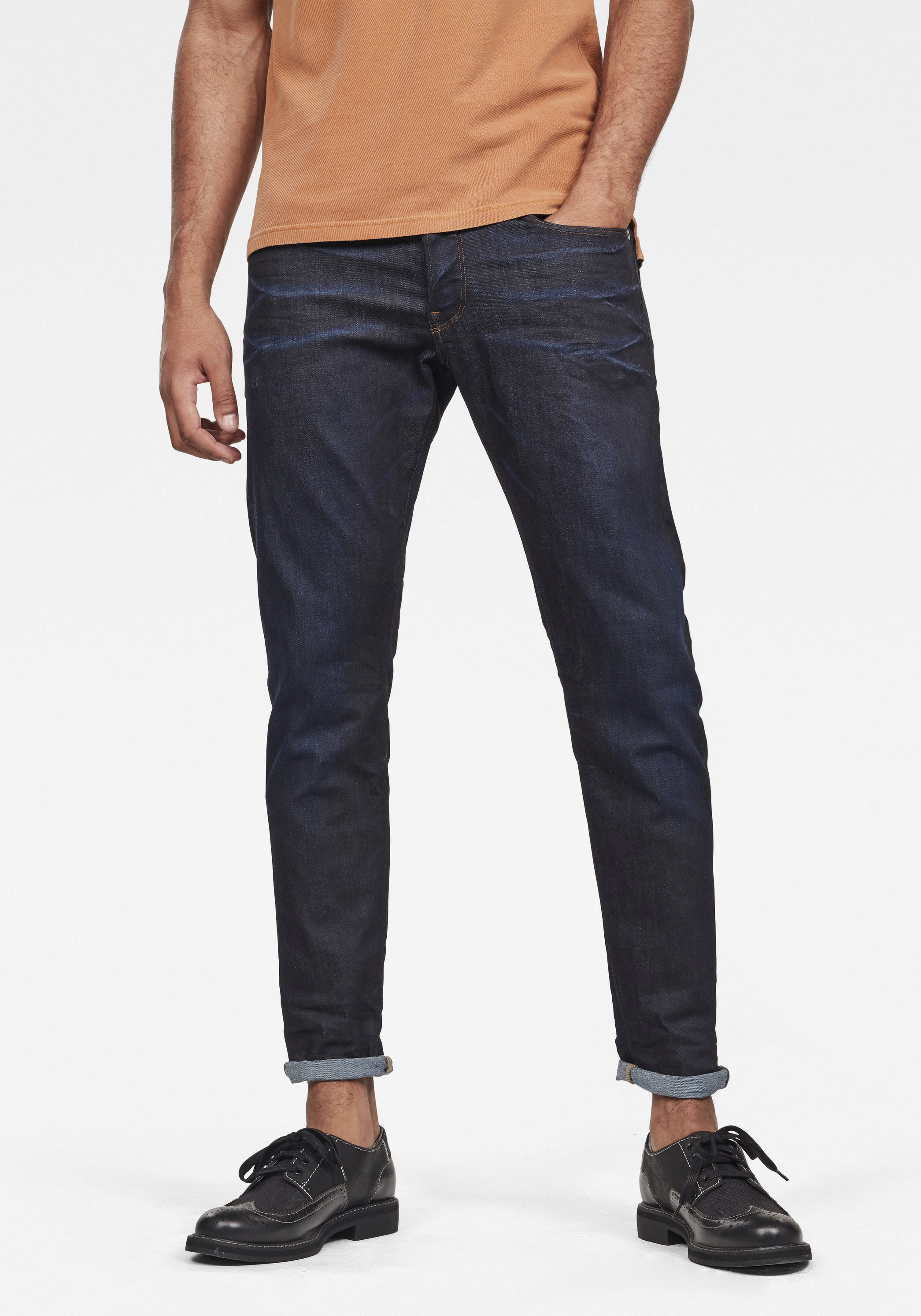 Regular-fit-Jeans G-STAR "3301 Straight Tapered", Herren, Gr. 30, Länge 34, blau (schwarz, blau), Denim/Jeans, Obermaterial: 79% Baumwolle, 18% Polyester, 2% Elasthan, 1% sonstige Fasern, normal normal, Jeans