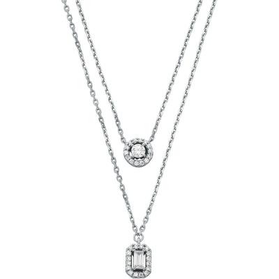 Kette mit Anhänger MICHAEL KORS "Schmuck Geschenk Silber 925 Halskette Halo Double Layer, MKC1745CZ040", silber (silberf