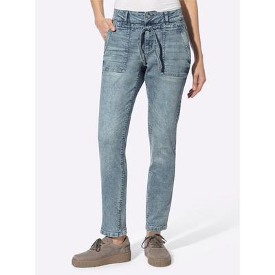Webhose HEINE, Damen, Gr. 42, Normalgrößen, blau (blau, stone, washed), 98% Baumwolle, 2% Elasthan, unifarben, lang, Hosen Image