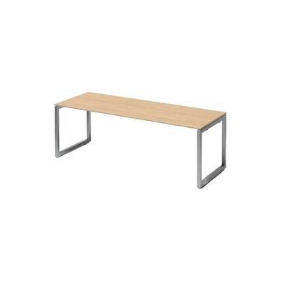 Bisley Cito Schreibtisch 220x80 cm, Tischplatte in Ahorn, O-Gestell in Silber - Bürotisch & Computertisch, PC Tisch für's Büro, Arbeitshöhe: 74 cm Image