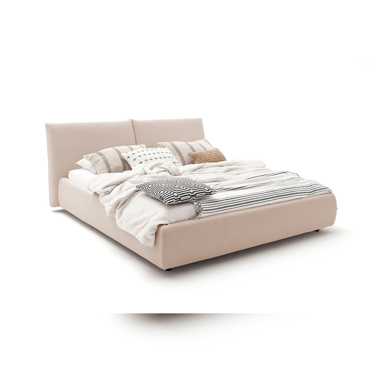 KAWOLA Bett HENRY Polsterbett Cord taupe 200x200cm Image