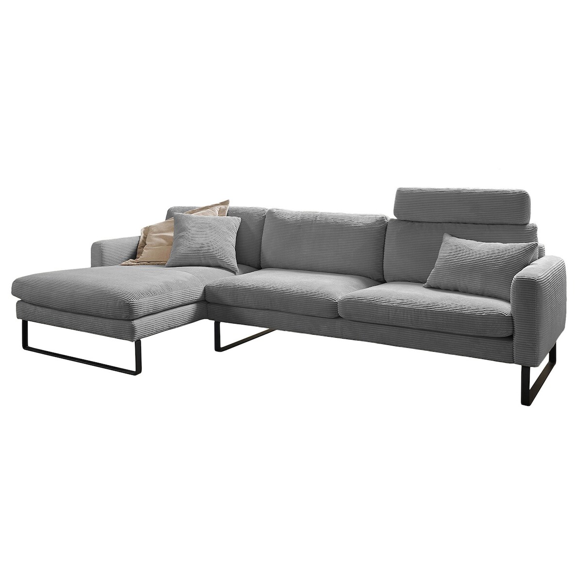 KAWOLA Sofa RICARDA Ecksofa Cord grau Recamiere links Image