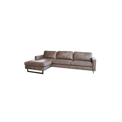 KAWOLA Ecksofa VILNIUS 3-Sitzer mit Longchair links Kunstleder mit Lederanteil anthrazit