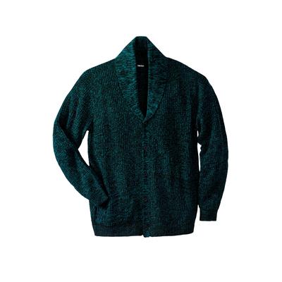 Men's Big & Tall Shaker Knit Shawl-Collar Cardigan Sweater by KingSize in Midnight Teal Marl (Size 5XL)