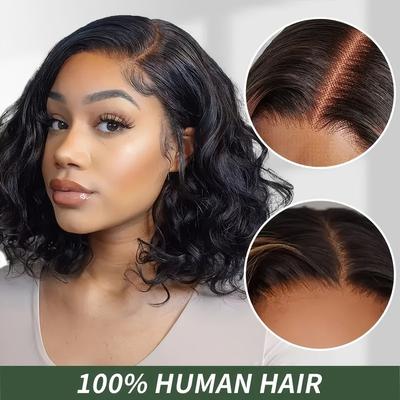 TEMU 13x4 Glueless Bob Wig Human Hair Pre Cut Pre Plucked 200% Density Body Wave 13x4 Wear To Go Lace Closure Glueless Wigs Human Hair For Beginners