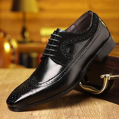 scarpe brogue oxford da uomo in similpelle marrone con punta a coda di rondine - classiche scarpe eleganti con lacci per abbigliamento formale e da lavoro