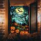 decorazioni per finestre di Halloween, poster per tende di Halloween con zucca in tessuto, vetrate colorate, decorazioni per porte e finestre per la casa infestata, adesivi per finestre spaventosi di