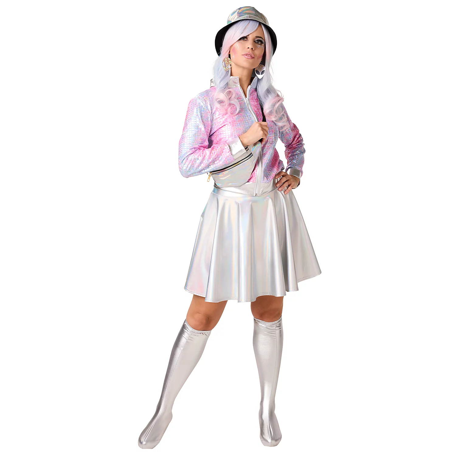 Jacke 80er für Damen, rosa/blau