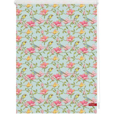 Seitenzugrollo LICHTBLICK ORIGINAL "Rollo Klemmfix, ohne Bohren, Verdunkelung, Birds - Grün Pink", grün (grün, pink, weiß), B:150cm H:70cm, Polyester, Rollos Image