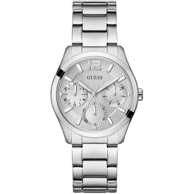 Multifunktionsuhr GUESS "ZOE", silber (silberfarben), Armbanduhren, Damen, Quarzuhr, Armbanduhr, Damenuhr, Datum, 12/24-Std.-Anzeige Image
