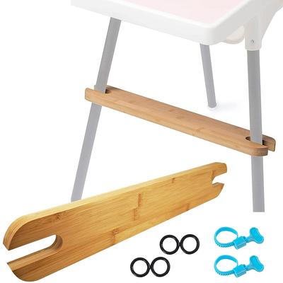 TEMU Adjustable Natural Bamboo High Chair Footrest, Wood Pedal For Baby Highchairs, Compatible With , Secure With Safety Straps, Wooden Foot Rest For High Chairs