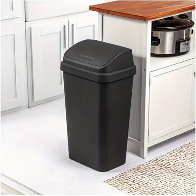 TEMU Kitchen Trash Can With Black Plastic Swing Lid