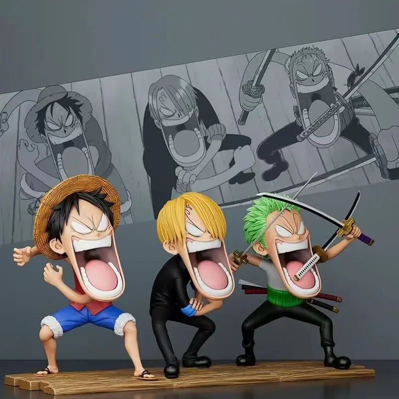15 cm Animazione One Piece Rufy Figure Sanji Monkey D Rufy Roronoa Zoro Action Figure Il Trio Affamato PVC Anime Modello Giocattoli
