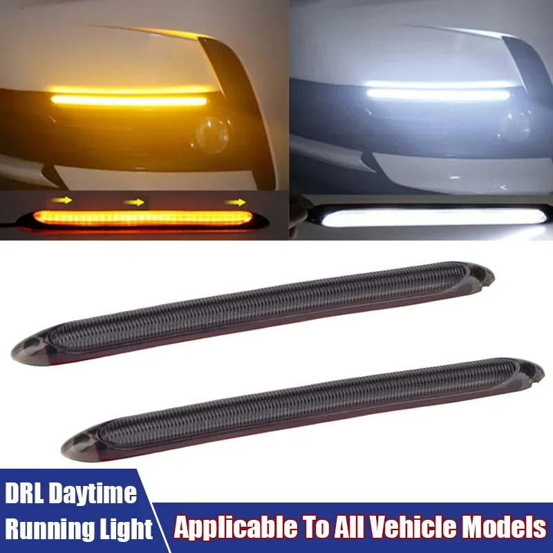 Luci per auto a LED 2 pezzi/paia Luci di marcia diurna DRL applicabili a tutti i modelli di veicoli Indicatori di direzione automatici con streamer a doppio colore