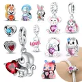 Ciondolo pendente a forma di scimmia mobile bicolore in argento sterling 925 di colore opaco, adatto per braccialetti fai da te, collane, ciondolo con gioielli animali carini