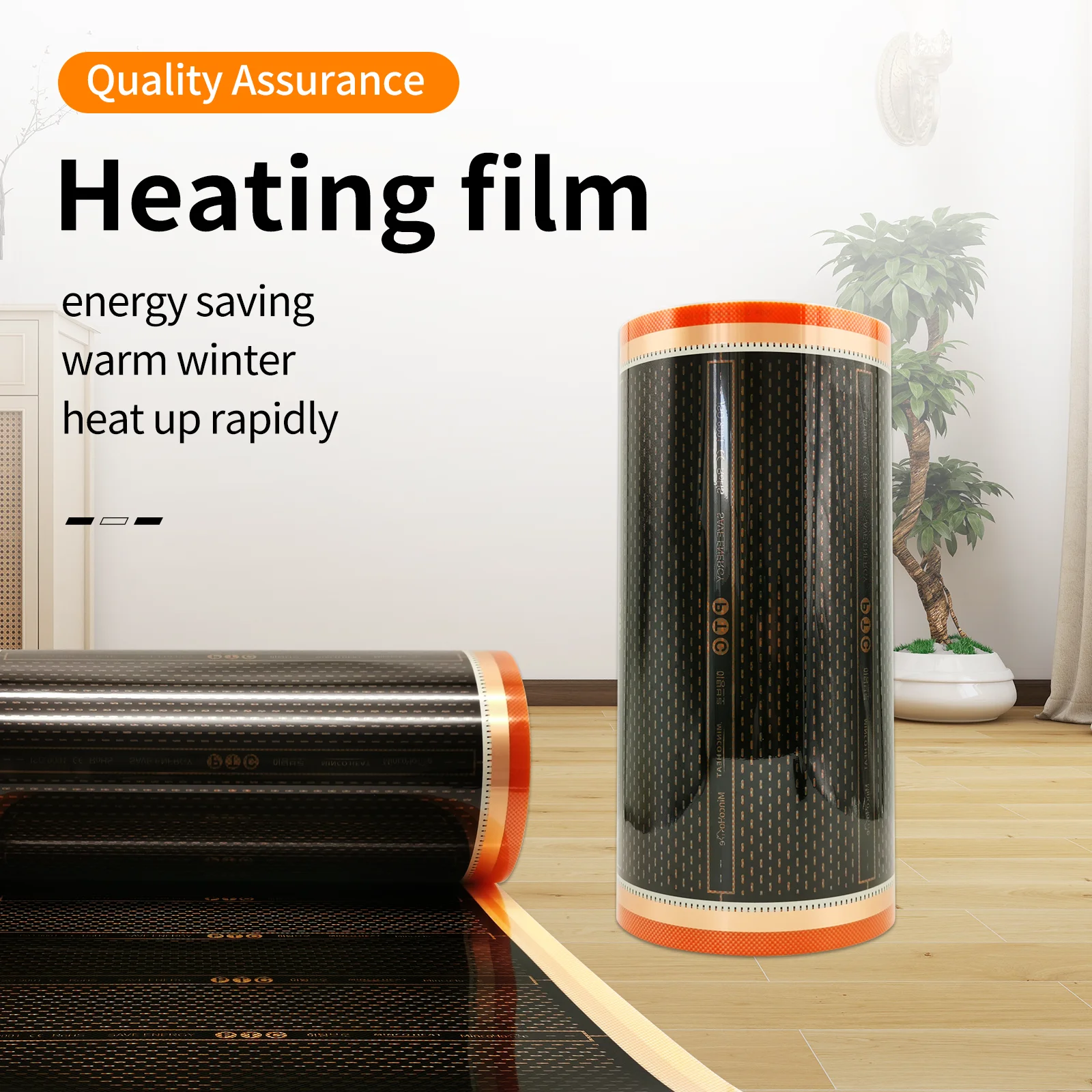 Minco Heat New Orange Save Energy 50 cm Breite AC 220 V 150 W/m2 0,25–3,75 ㎡ Infrarot-Graphen-Fußbodenheizung PTC-Heizfolie
