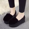 Winter Frauen Schuhe Müßiggänger Plus Größe Creepers Flache Plattform Fleece Schuhe Slip Auf Flache Pelz Schuhe Für Weibliche Mokassins 2019