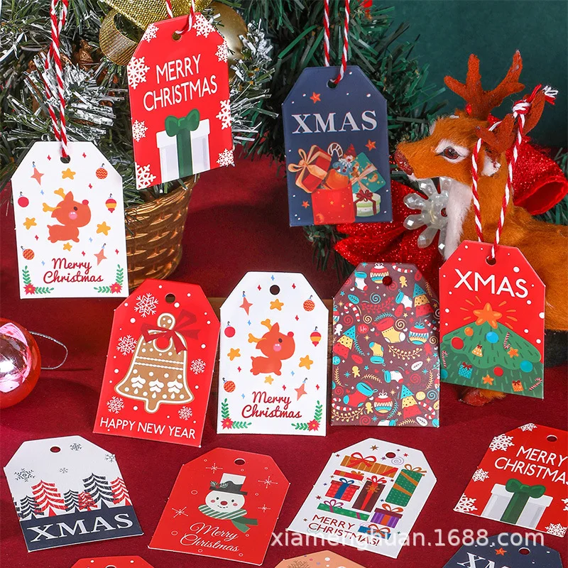 48 Stück Frohe Weihnachten Papieranhänger 2024 Weihnachtsbaum Hängeetikett Navidad 2025 Neujahr Zuhause Weihnachten Party Geschenke Karten Set Dekorationen Image