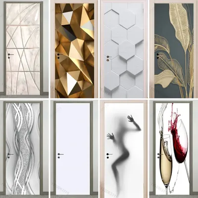 Geometrische Simulation Vinyl selbst klebende Tür aufkleber für Schlafzimmer Wohnzimmer wasserdicht nach Hause erneuern Tapete Kunst Dekor Wandbilder Image