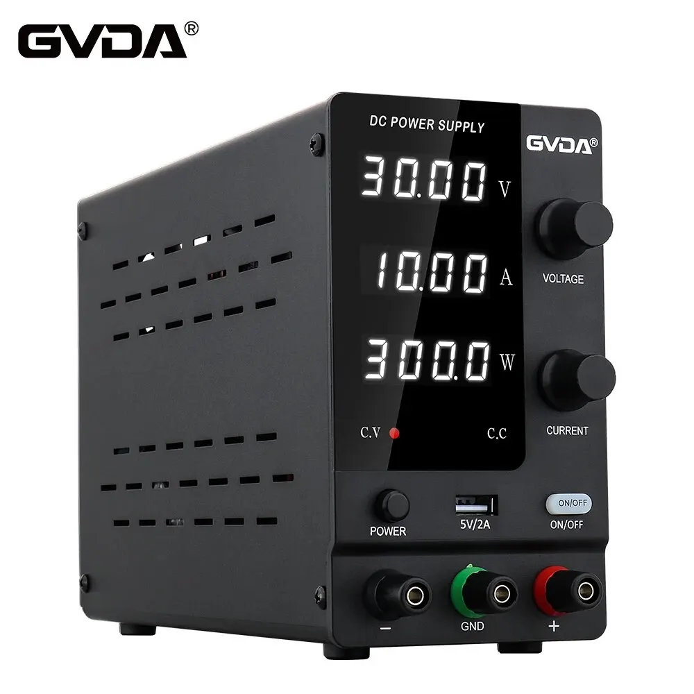 GVDA Einstellbares DC-Netzteil 30 V 10 A 60 V 5 A Labortisch-Stromquelle Stabilisierter Spannungsregler 120 V 3 A mit Drehgeber Image