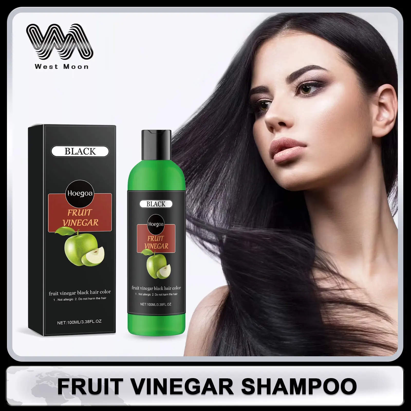 Frucht essig Haar färbemittel Shampoo 2 in 1 Abdeckung weißes Haar Anti-Verlust-Erfrischung söl Kontrolle Reinigung Kopfhaut schnelle schwarze Haar färbemittel Creme Image