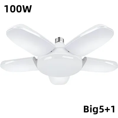 60W100W E27 LED Bulb Fan Blade Timing Lamp 220V 110V Foldable Led Industrial Light Bulb Lamp For Home Ceiling Light Garage Light