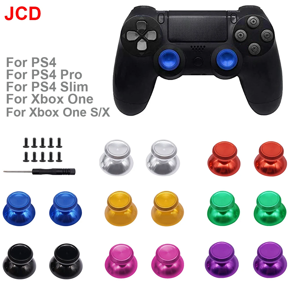 2 stücke Aluminium Metall Analog Joystick Thumb-Stick Grip Cap Tasten Für Playstation 4 PS4 Slim/Pro/Xbox One Slim Controller Griff Image