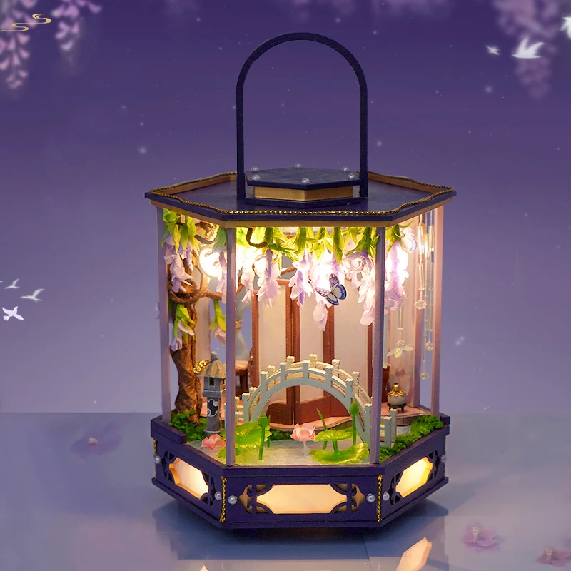 DIY Holz Miniatur Modell Kit chinesische Laterne Casa Puppe Häuser 3d Puzzle Puppenhaus mit Möbeln für Freunde Weihnachts geschenke