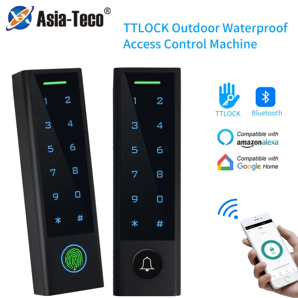 Ttlock app bluetooth finger abdruck zugriffs kontrolle tastatur oder türklingel tastatur öffner rf ic kartenleser türschloss system wasserdicht Image