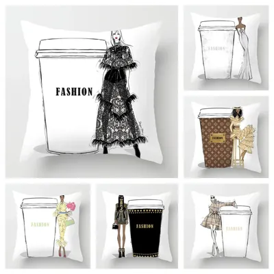 Nordic Paris Mode Tasse Kissenbezug frauen Lieblings 45x45 Kissen 50x50 Kissen Abdeckung Wohnkultur Image