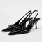 2024 Modern Office Shoes for Women Black Wedding Slingback Pointed Toe Butterfly Decoration Female