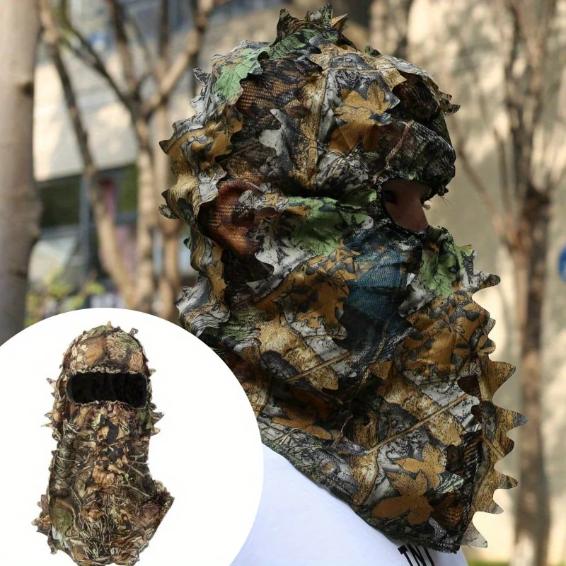 1pc Anzug Tarnung Blatt hut 3d Voll gesichts maske Kopf bedeckung Truthahn Camo Jäger Jagd zubehör Image