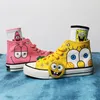 2024 Sommer neue gelbe rosa Student SpongeBob Schwammkopf High Top Leinwand niedlichen Mädchen Cartoon große Größe Mann Schuhe Frauen Schuhe