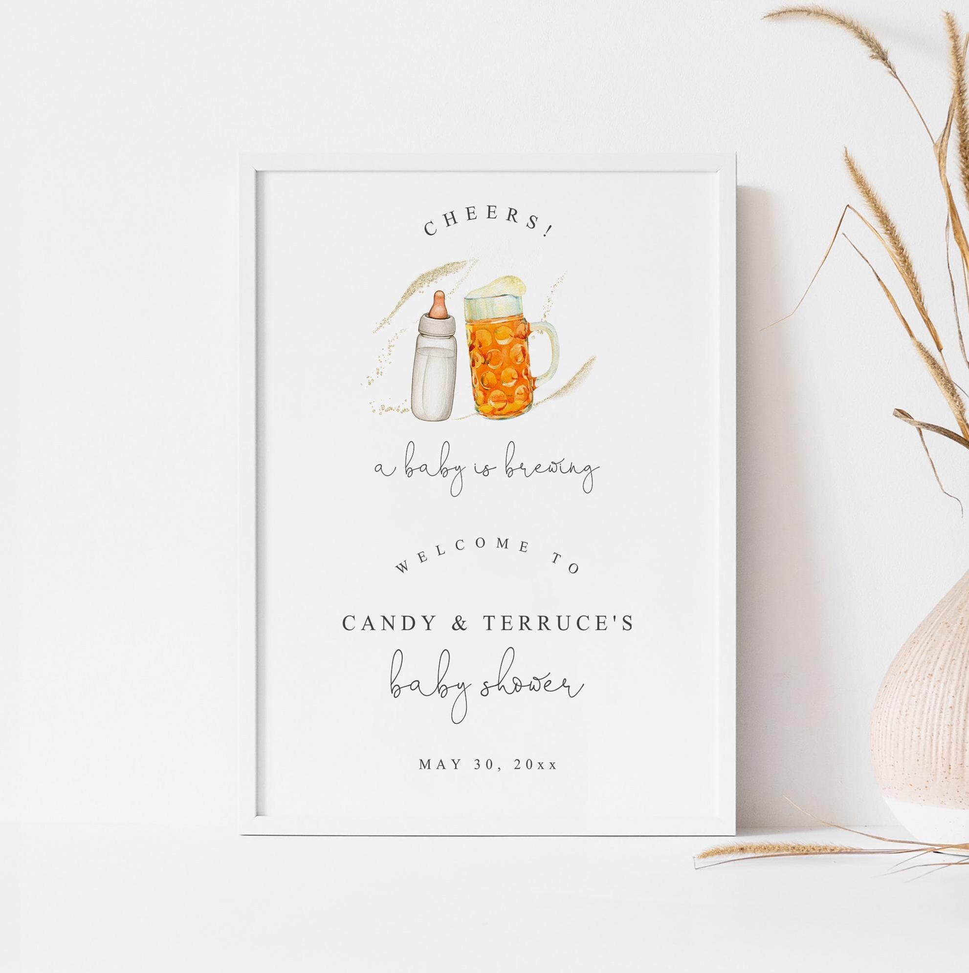 A Baby is Brewing Welcome Sign, Beer Baby Shower Sign, Coed Baby Shower Sign, Couples Brewing Baby Shower, Editable Baby Brewing Sign, BB25