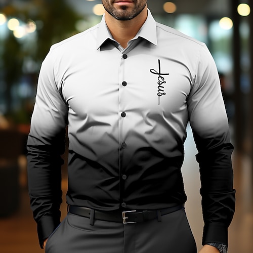 Herren Kleidhemd Knopfhemd Gothic-Horror Geschäft Täglich Weiß Rote Blau Purpur Langarm Hemdkragen Herbst Frühling Sommer Bekleidung Knopf hoch Image