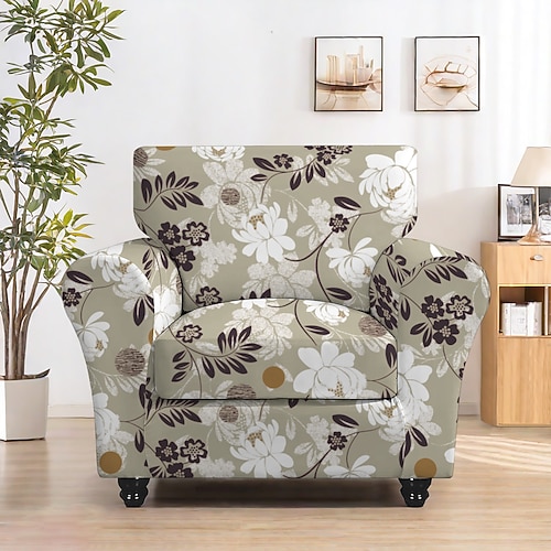 Stretch-Sesselbezug mit Blumenmuster, elastischer Schonbezug mit Blumenmuster für einen stilvollen und sicheren Sitz, ideal zum Schutz und Auffrischen Ihres Sessels für 1-Sitzer, 2-Sitzer, 3-Sitzer Image