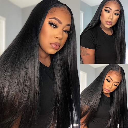 46 spitze frontal perücke transparente spitze perücke lange gerade menschliches haar perücken 12-28 zoll Image