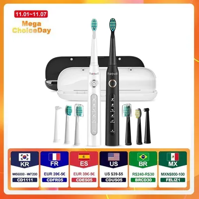 Fairywill Sonic Electric Toothbrush FW-D7 set USB Charge Toothbrushes case for Adult with tooth