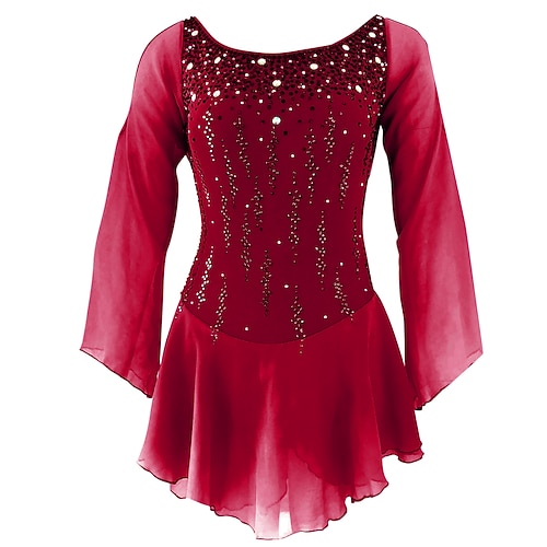 Eiskunstlaufkleid Damen Mädchen Eislaufen Kleider Austattungen Yan-pink Weiß / Weiß Gelb Gelb Rückenfrei Elasthan Mikro-elastisch Ausbildung Eiskunstlaufkleidung Handgemacht Klassisch Kristalle Image