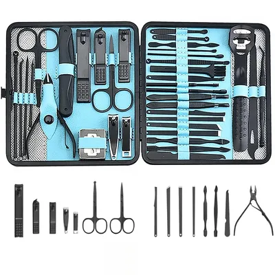 36 pcs New Professional Manicure Set Pedicure Grooming Kit Includes Scissors, Nail Files, and Travel