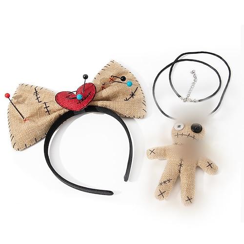 Voodoo-Puppe Kostümzubehör-Sets Kinder Erwachsene Damen Mädchen Gruseliges Kostüm Halloween Karneval Einfache Halloween-Kostüme