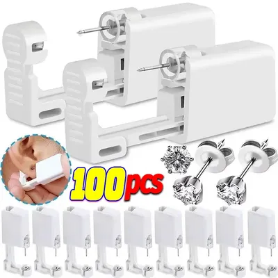 100pc Safety Ear Piercing Gun Kit Disposable Disinfect Safety Earring Piercer Machine Studs Nose