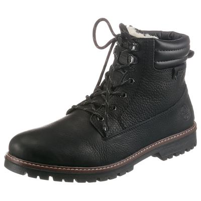 Winterboots RIEKER, Herren, Gr. 41, schwarz, Leder, Lederimitat, casual, Schuhe Schnürboots, mit TEX-Ausstattung